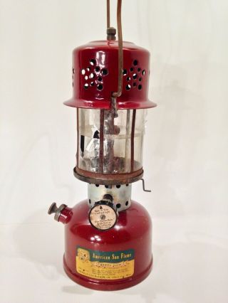 Vintage American Gas Machine Sun Flame 2570 Mica Globe Coleman Style AGM Lantern 2