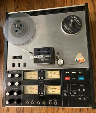 Teac A - 3340s 4 - Track Vintage Tape Recorder W/ Manuals,  Ax - 20 Mixdown,  And