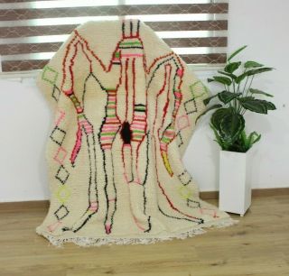 Vintage Moroccan Rug Hand Woven Azilal /berber Carpets - 6 