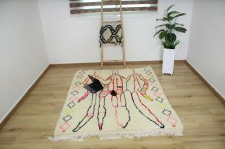 Vintage Moroccan Rug Hand Woven AZILAL /Berber Carpets - 6 ' /4 ' 11 2