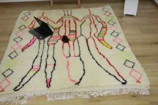 Vintage Moroccan Rug Hand Woven AZILAL /Berber Carpets - 6 ' /4 ' 11 3