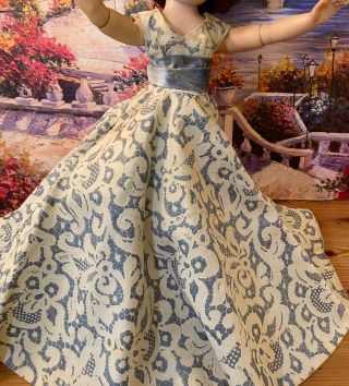 Tagged Vintage Cissy Fancy Blue Gown With Blue Half Slip /