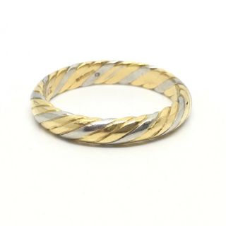 Elegant Vintage 1988 18ct Yellow Gold White Gold Woven Band Wedding Ring Size I