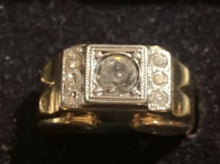 18 Kt Ge Gold Men’s Ring 7 Diamonds Vtg Wedding Band 172 Grams Jewelry Noreserve