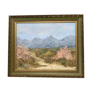 Vtg Oil Painting Plein Air Landscape Mountain Desert Bloom Arizona ?