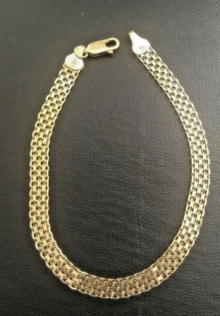 Vintage 8 Inch Adult Size Bismark Style 14k Gold Bracelet Solid Gold 7.  3 Gram