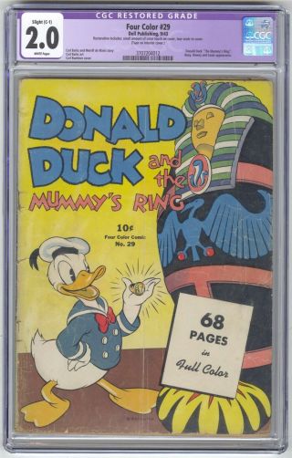 Four Color 29 Cgc 2.  0 Vintage Dell Comic Walt Disney Donald Duck Mummy 