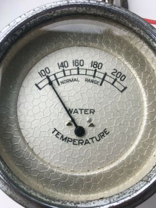 Vintage Auto/boat Crinkle Face Finish Water Temperature Gauge 3.  5 ".