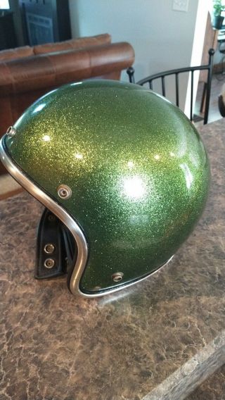 Vintage Arthur Fulmer Af20 Vintage Motorcycle Helmet Green Metal Flake L@@k