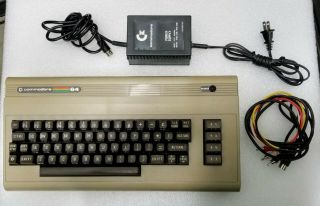 Vintage Commodore 64 Computer W/ Av Cable And Power Supply C64 Console System
