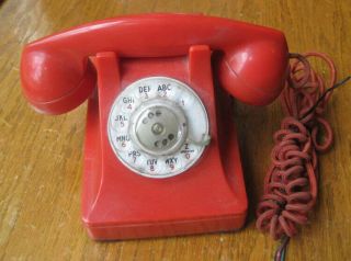 Vintage Red Western Electric Bell System Rotary Dial Desk Telephone