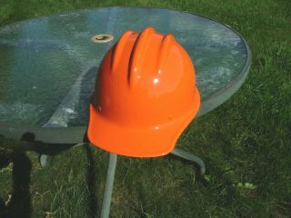 Vintage Bullard 502 6 Point Fiberglass Hard Hat Painted Orange - Iron Worker