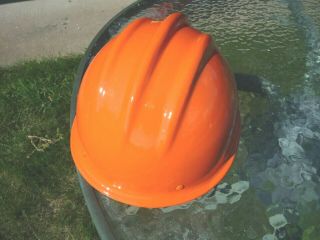 Vintage Bullard 502 6 Point Fiberglass Hard Hat Painted Orange - Iron Worker 3
