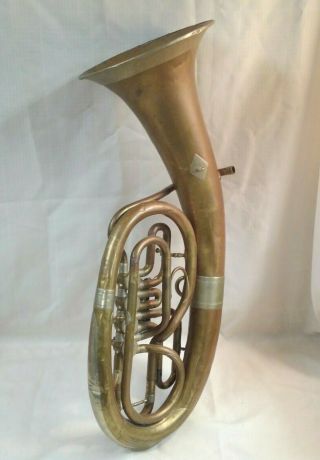 Vintage Brass Czech Rotary Valve Euphonium Horn Instrument