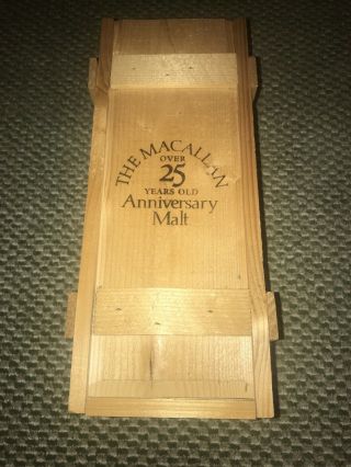 Vintage The Macallan Over 25 Years Old Anniversary Malt Wooden Presentation Box