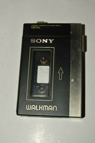Vintage Sony Wm - 3 Stereo Cassette Player Metal Walkman W/ Case Needs Fix Rare