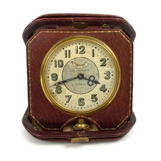 Waltham 8 - Day Vintage Leather Travel Desk Folding Clock American Made
