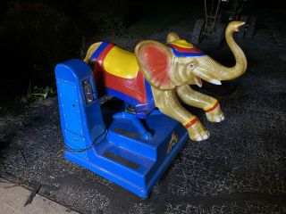 Vintage Rainbow Coin Op Operated Circus Elephant - Ride On