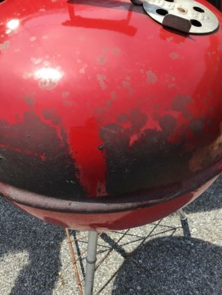 VINTAGE 22 INCH WEBER KETTLE patio GRILL Red PAT.  3538906 2