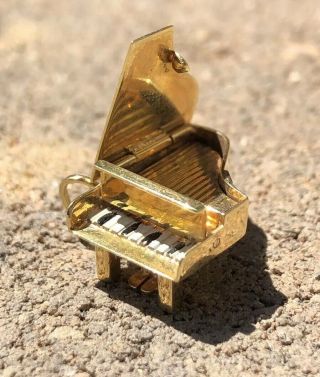 Antique Estate 18k Yellow Gold Piano Movable Articulated 3d Enamel Charm Pendant
