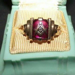 Vintage Masonic Ring 10k Gold Sz 8.  5 Alby 10k