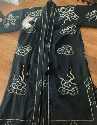 VINTAGE 1945 EMBROIDERED SILVER THREAD SILK CHINESE CEREMONIAL ROBE 3