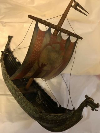 Vintage Viking Dragon Boat/ship Iron Art? Copenhagen Denmark Etched Sail