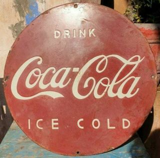 1930 ' s Old Vintage Rare Antique Coca Cola Ice Cold Porcelain Enamel Sign Board 2