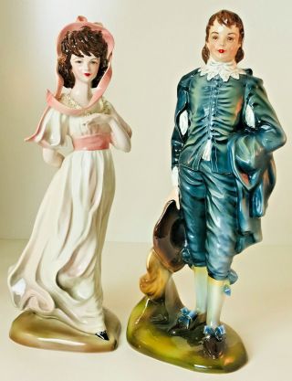 Vintage Florence Ceramics Pasadena 12 " Pair Pinkie & Blue Boy Figurines