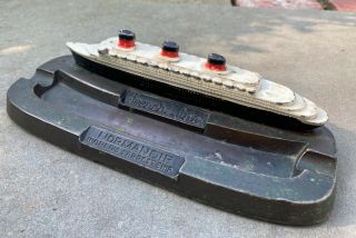 Antique Vintage French Line Normandie Ash Tray Metal Cruise Ship Ocean Liner