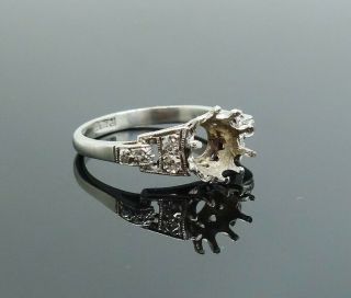 Vintage Art Deco Platinum Solitaire Diamond Engagement Ring Setting Size 5.  25 2