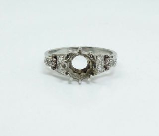 Vintage Art Deco Platinum Solitaire Diamond Engagement Ring Setting Size 5.  25 3
