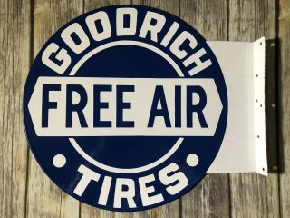 Vintage “goodrich Tires Air” Porcelain Metal Gas & Oil Service Station Sign