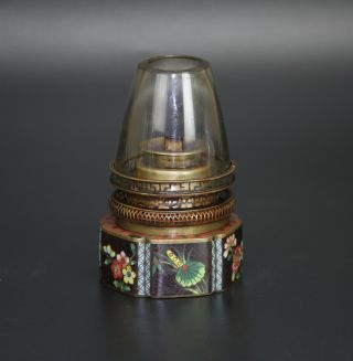 Antique / Vintage Chinese Cloisonne Brass Miniature Opium Oil Lamp