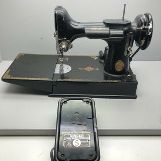 Vintage Singer Sewing Machine With Case Black Rare Classic