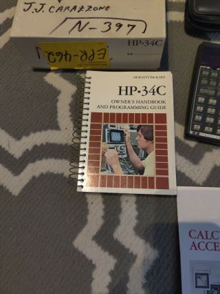Vintage HP - 34C Calculator box case manuals no power supply no battery, 3