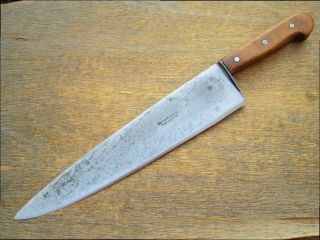 Huge Vintage F.  Dick Germany Extra - Wide Carbon Steel Chef Knife - Razor Sharp