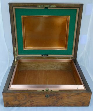 Vintage Alfred Dunhill Cigar Humidor Wood With Copper Inside 12.  25 X 10.  5 X 5.  5 "
