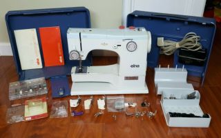 Vintage Elna Su Switzerland Sewing Machine W/ Accessories,  Case,  Book,  Pedal