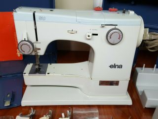 Vintage ELNA SU Switzerland Sewing Machine w/ Accessories,  Case,  Book,  Pedal 2