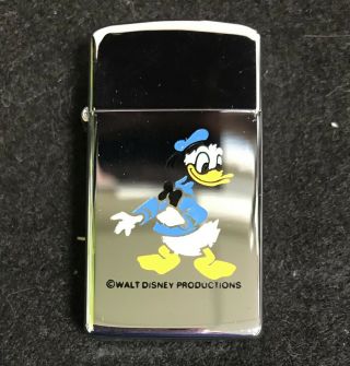 Zippo Disney Donald Duck Vintage Slim Lighter And Book