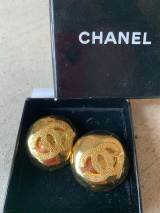Chanel Cc Logos Circle Earrings Clip - On Made In France Vintage Authentic