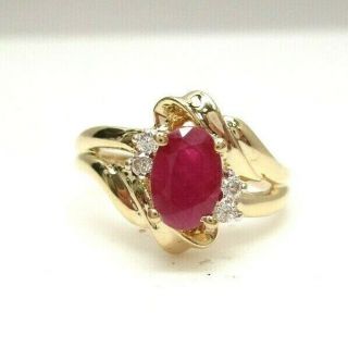 Vintage 14k Yellow Gold 1 Carat Ruby And Diamond Ring