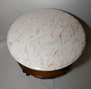 Weiman Vintage Round Pink Marble Top Table Wood Base Portugal French Provincial 3