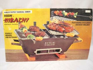 Vtg Cast Iron Rossini Hibachi Tabletop Portable Grill Bbq Made In Japan ?