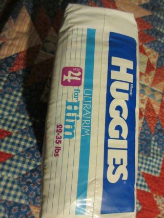 Vintage Collectable Huggies diapers size 4 (large) plastic whole bag from 1992 2