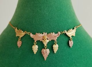 Vtg Landstrom 10k - 12k Black Hills Gold Necklace,  Earrings - Box - Unworn
