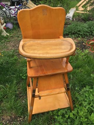 Heywood Wakefield Antique Vintage High Chair Convertible Folding Gorgeous Look