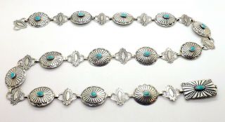Vintage Turquoise Sterling Silver Concho Belt - Very