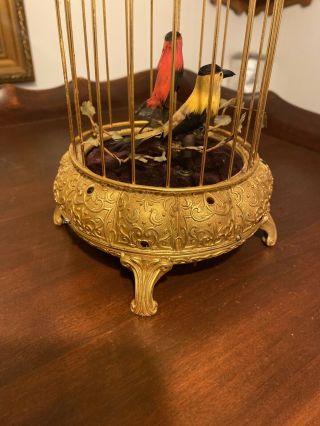 Vintage Germany Two Birds Singing in Cage Music Automaton For Repair 3